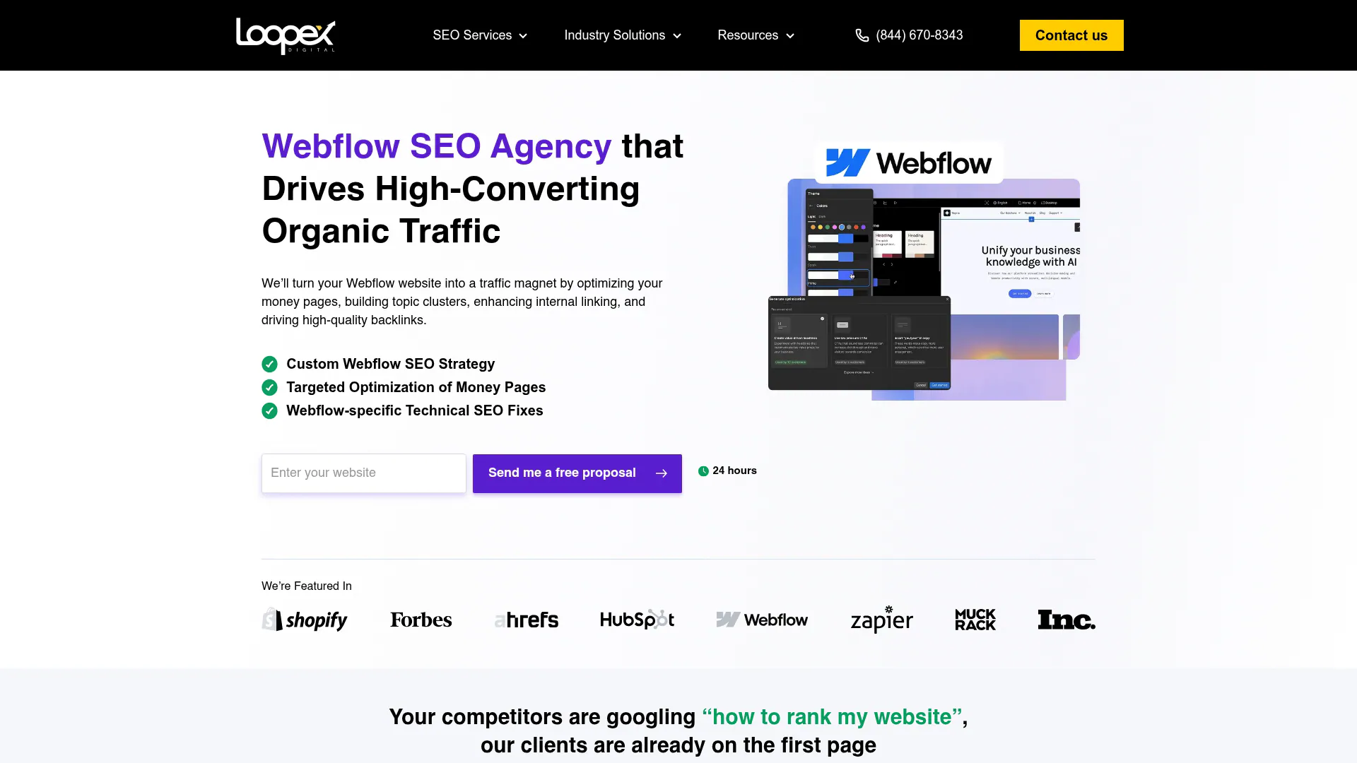 Loopex Digital SEO webflow service page screenshot